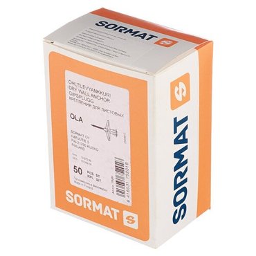 Дюбель для листовых материалов Sormat OLA 4x60 мм нейлон 50 шт 2428₽
