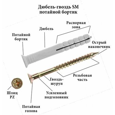 Дюбель-гвоздь потай 6х40мм 200шт 280₽