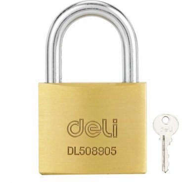 Замок навесной латунный 40мм Deli DL508905 автомат 3 ключа закаленная дужка 528₽
