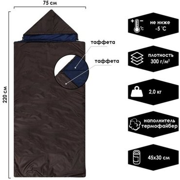 Спальник 220х75 см до -5С 1850₽