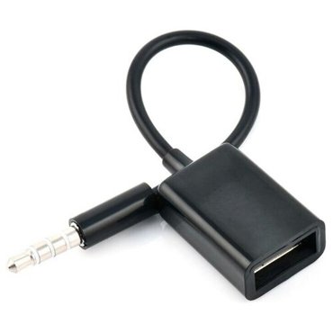 Переходник адаптер AUX Jack 35 папа на USB мама Черный 369₽