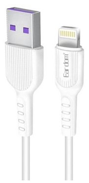 USB кабель Earldom EC-085I Lightning 8-pin 24A 025м силикон белый 188₽