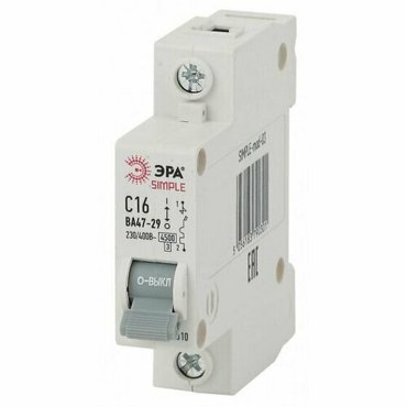 Автоматический выключатель SIMPLE-mod-16 ВА47-29 2P 40А 45кА х-ка C ЭРА SIMPLE 482₽