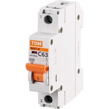 Автоматический выключатель TDM Electric ВА47-29 1P C63 А 45 кА SQ0206-0080 746₽