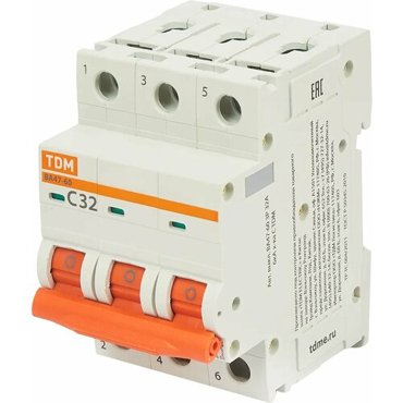 Автоматический выключатель TDM Electric ВА47-60 3P C32 А 6 кА SQ0223-0112 2237₽