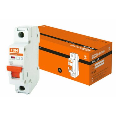 Выключатель автоматический 1-пол 1P 20А C 45кА ВА47-29 TDM ELECTRIC 243₽