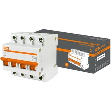 Выключатель автоматический TDM Electric ВА47-63 4Р 25А 45кА С SQ0218-0032 3533₽