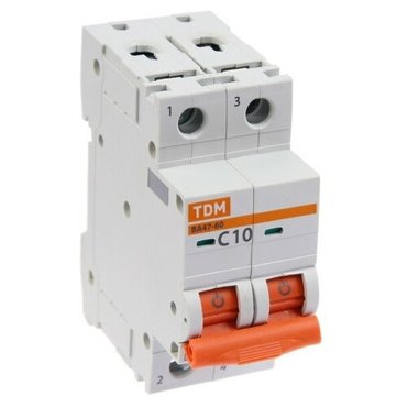 Выключатель автоматический TDM ВА47-60 2п 10 А 6 кА C SQ0223-0091 638₽