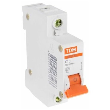 Выключатель автоматический TDM ВА47-63 1п 10 А 45 кА 406₽