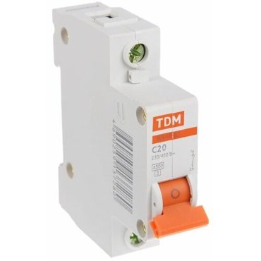 Выключатель автоматический TDM ВА47-63 1п 20 А 45 кА 360₽