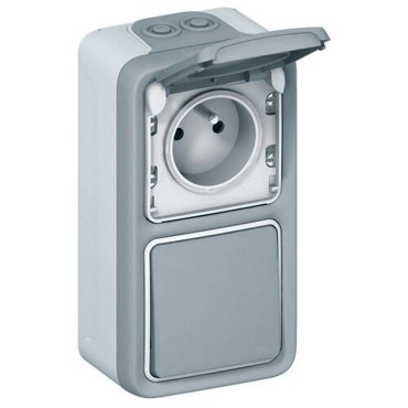 Монтажная коробка 2 поста вертикальная Серый Plexoмембр сальники IP55 Legrand 069661 2173₽