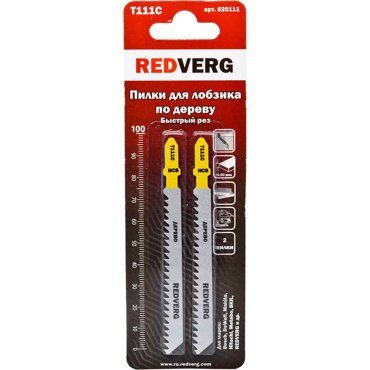 Пилка для лобзика по дереву REDVERG T111C HCS 100мм 2шт 820111 90₽