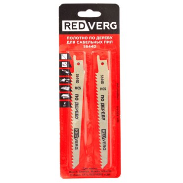 Полотно для сабельной пилы по дереву REDVERG S644D HCS 150мм 2шт 820441 320₽