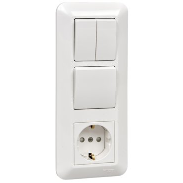 Блок розеткавыключатель Schneider Electric Прима выключателей 2 розеток 1 белый BK2VR-008A-BI 666₽