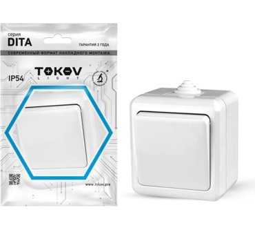 Выключатель Tokov Electric Dita TKL-DT-V1-C01-IP54 1кл открытый монтаж в сборе белый TKL-DT-V1-C01-IP54 290₽
