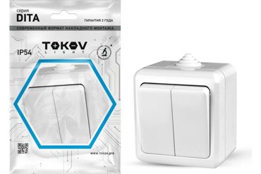 Выключатель Tokov Electric Dita TKL-DT-V2-C01-IP54 2кл открытый монтаж в сборе белый TKL-DT-V2-C01-IP54 315₽