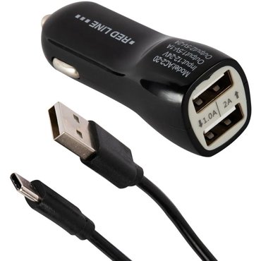 Автомобильное зарядное устройство Red Line AC2-20 2xUSB 2А кабель USB Type-C черный УТ000031172 390₽
