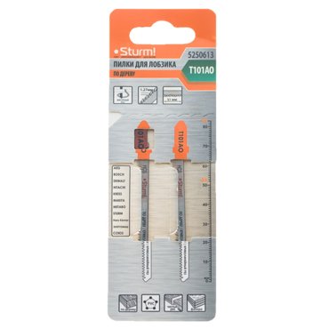 Пилки для лобзика по дереву Sturm 5250613 T101AO 2 шт 106₽