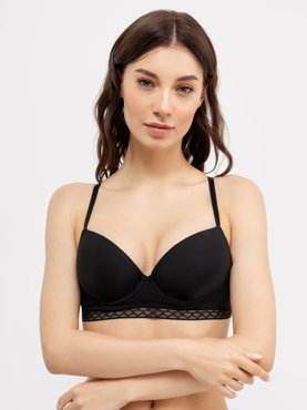 Бюстгальтер push-up черного цвета с кружевным поясом 1299₽
