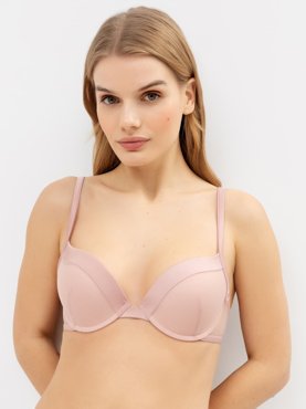 Бюстгальтер push-up розовый с деталями из сетки в горошек 999₽