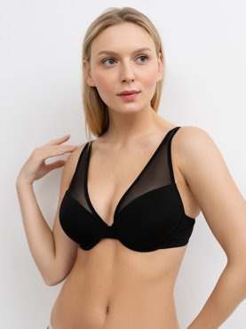 Бюстгальтер push-up с деталями из сетки в черном цвете 1299₽