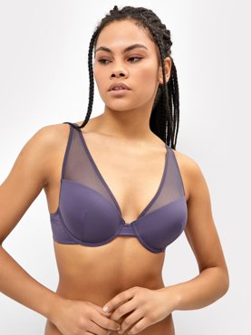 Бюстгальтер push-up с деталями из сетки в серо-фиолетовом цвете 999₽