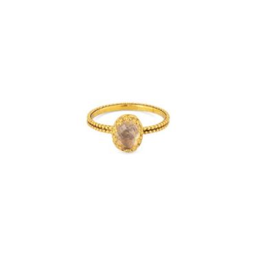 Gem Kingdom Золотистое тонкое кольцо Lizzy с розовым кварцем 6100₽