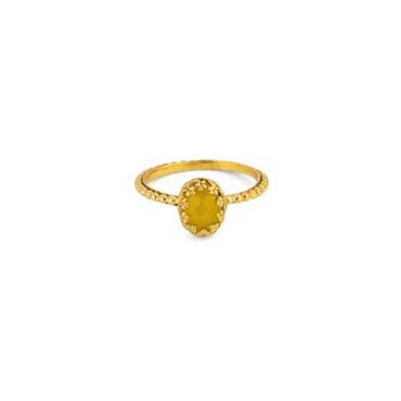Gem Kingdom Золотистое тонкое кольцо Lizzy с желтым агатом 6100₽