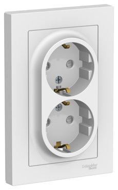 Розетка двойная с заземлением со шторками 16А Systeme Electric Schneider Electric Atlas Design лотос ATN001326 516₽