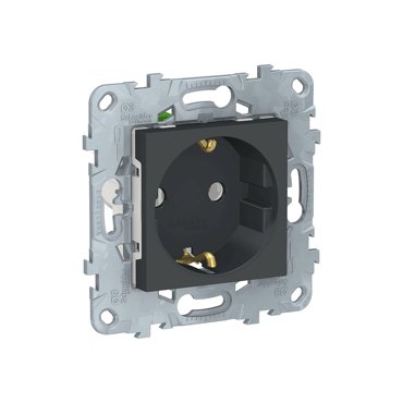 Розетка с заземлением без шторок с быстрозажимными клеммами Unica NEW Schneider Electric антрацит NU505654 881₽