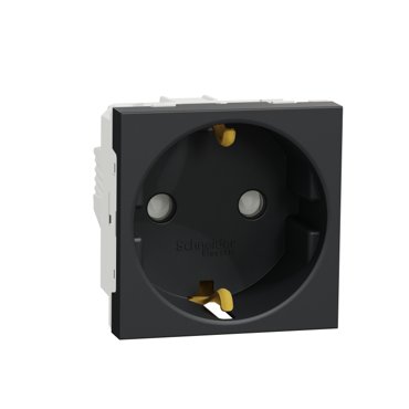 Розетка с заземлением со шторками 16А 250В 2модуля Unica Modular Schneider Electric NU303754 антрацит 801₽