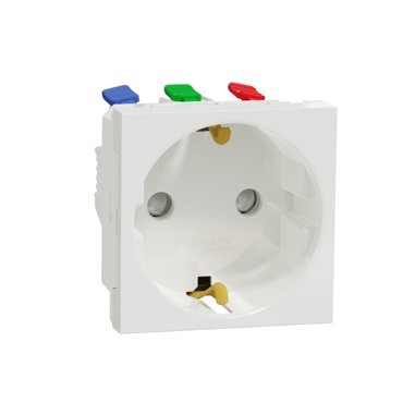 Розетка с заземлением со шторками 16А 250В 2модуля Unica Modular Schneider Electric NU305718 белый 527₽