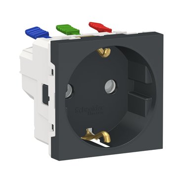 Розетка с заземлением со шторками 16А 250В 2модуля Unica Modular Schneider Electric NU305754 антрацит 771₽