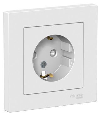 Розетка с заземлением со шторками 16А Systeme Electric Schneider Electric Atlas Design лотос ATN001344 388₽