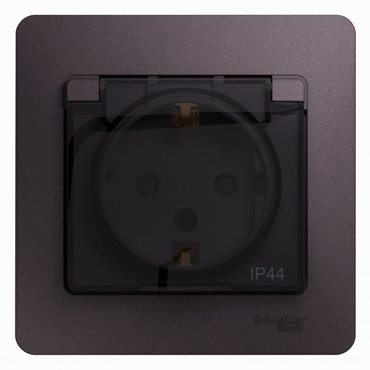 Розетка с заземлением со шторками с крышкой 16А IP44 в сборе Systeme Electric Schneider Electric Glossa сиреневый туман GSL001448 525₽