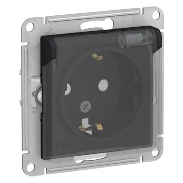 Розетка с заземлением со шторками с крышкой IP44 Systeme Electric Schneider Electric AtlasDesign карбон ATN4410465 5 шт 2898₽