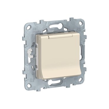 Розетка с заземлением защитными шторками и крышкой 16 А 250 В IP40 Unica NEW Schneider Electric бежевый NU503744TA 1392₽