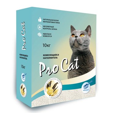 Наполнитель для кошачьего туалета Pro Cat Vanilla комкующийся из экстра белой глины 10кг 2370₽
