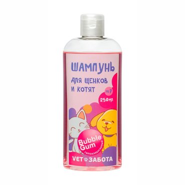 Шампунь для щенков и котят VETЗАБОТА Bubble Gum 250мл 89₽