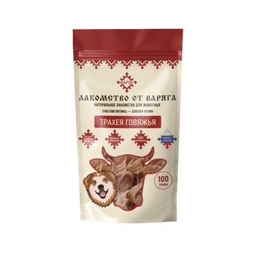 Лакомство для собак ВАРЯГ Трахея говяжья 100г 427₽