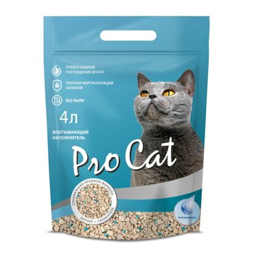 Наполнитель для кошачьего туалета Pro Cat впитывающий минеральный с силикагелем 4л 509₽