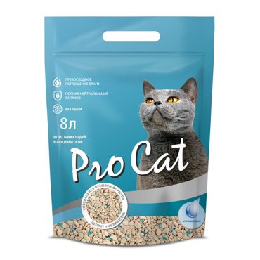 Наполнитель для кошачьего туалета Pro Cat впитывающий минеральный с силикагелем 8л 917₽