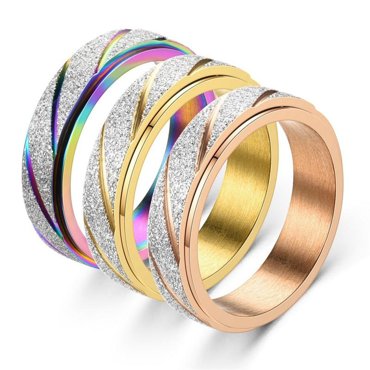 Кольцо тревоги Figet Spinner Кольца для женщин и мужчин Кольцо из нержавеющей стали Матовое эстетическое ювелирное изделие Вращающееся антистрессовое кольцо 196₽