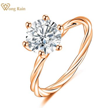 Wong Rain Fashion 100 стерлинговое серебро 925 пробы круглая огранка AAAAA цирконы драгоценный камень свадебные обручальные простые женские кольца изящные ювелирные изделия 1493₽
