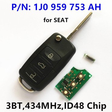 Дистанционный ключ с 3 кнопками для SEAT SEAT Cordoba Ibiza Leon Toledo5FA 008 399-10434 МГцID48 чип1J0959753AH1J0 959 753 AH 753AH 1079₽