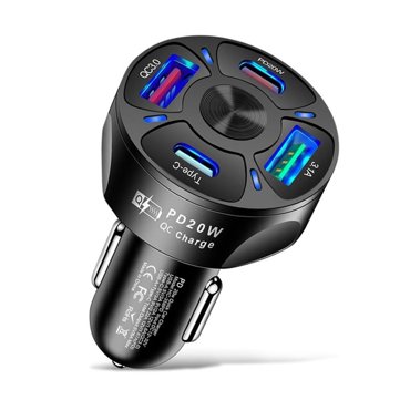Круглое автомобильное зарядное устройство с двумя USB C быстрая зарядка быстрое зарядное устройство USB Type C PD QC30 для Iphone Samsung Xiaomi адаптер для автомобильного зарядного устройства для телефона HMM 461₽