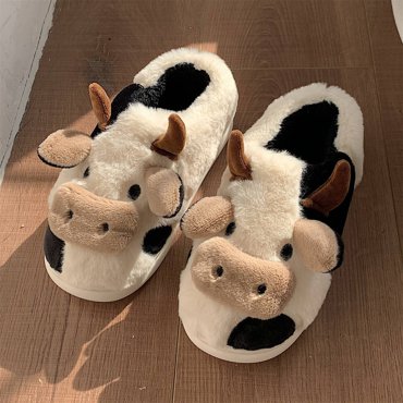 Тапочки немые милые хлопковые тапочки из коровьего молока мужские и женские домашние тапочки женские домашние теплые тапочки 980₽