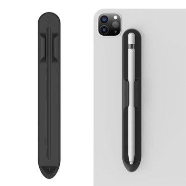 Магнитный клеящийся силиконовый держатель для стилуса Apple Pencil 1st 2nd - черный 1221₽