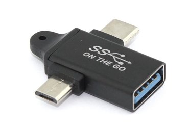 Переходник 2 в 1 OTG USB Micro USB - Type-C черный 313₽