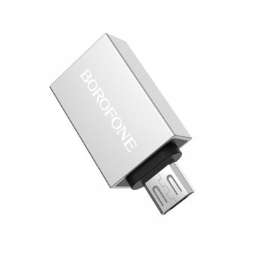 Переходник Borofone BV2 USB to microUSB Silver 357₽